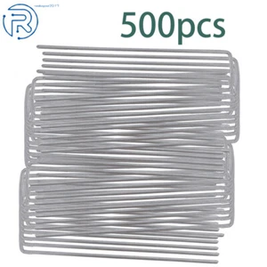 500 Pack 6" 11 Gauge Garden Stakes Galvanized Landscape Sod Staples U-Pin - Picture 1 of 7
