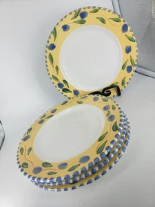 (4) Plato de ensalada de colección Pier 1 Palermo La Primula Italia oliva y vid 8" pintado a mano - Imagen 1 de 9