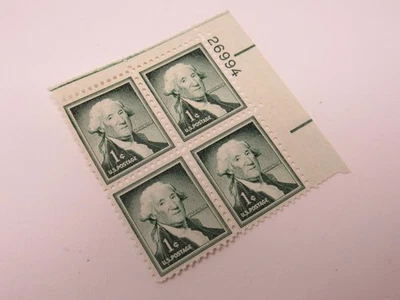 USPS Scott 1031 Vintage 1c George Washington Plate Block Mint Never Hinged/MNH - Image 1 of 4