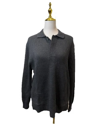 Suéter Zara Tejido Acanalado Cuello Pesado Adulto Medio Gris Pullover Sudadera Para Hombres Foto 1 de 4