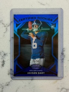 2025 PANINI CERTIFIED  JAXON DART  BLUE MIRROR /50 ROOKIE RC GIANTS - Picture 1 of 2