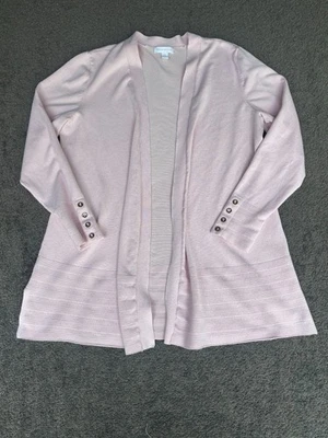 Cárdigan suéter Charter Club para mujer talla mediana rosa claro tejido manga larga Foto 1 de 4
