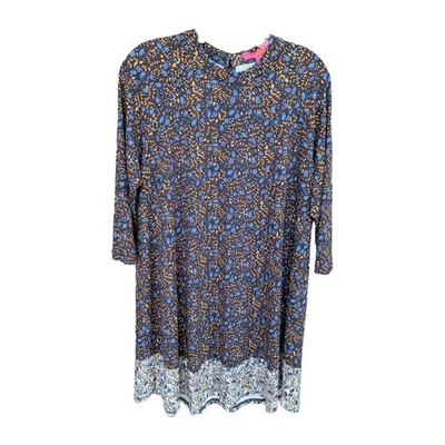 Vestido CATHERINE MALANDRINO Manga 3/4 Cerradura Espalda Floral Negro Talla Grande Elastizado Foto 1 de 4