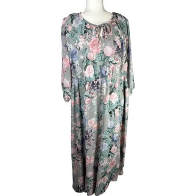Torrid Tea Length Chiffon Front Tie Dress Harmonic Floral Plus Sz 1 14-16 NWT - Image 1 of 4