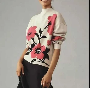 New XL Anthropologie x Maeve The Carys mock-neck pullover sweater in Rose - Picture 1 of 11