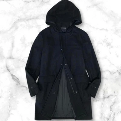 Theory Wool Long Coat Black Size S Cashmere Blend Used - Image 1 of 4