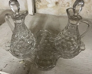 Beautiful Fostoria American Cloverleaf Tray, Cruets - Picture 1 of 7