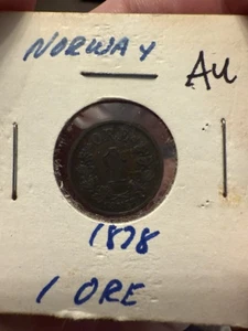 Noruega 1878 1 mineral moneda mundial de bronce noruega - en muy buen estado - Imagen 1 de 4