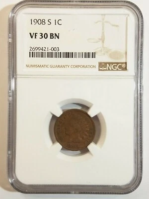 1908 S Indian Head Cent NGC VF30 BN 2699421-003 Exquisite Coin Rare - Image 1 of 4