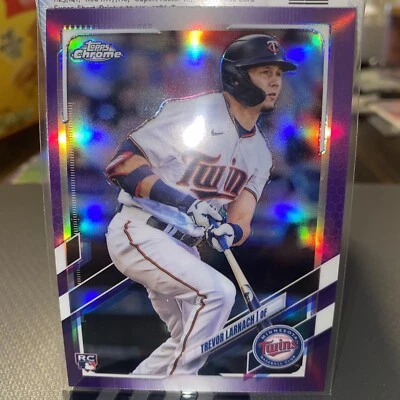 2021 Topps Chrome Update Trevor Larnach RC USC69 Purple Parallel Twins - Image 1 of 2