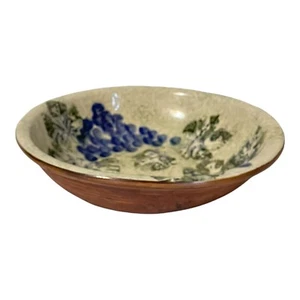 Ellen Evans Clay Bowl Pottery Signed Terrafirma 12” EUC Grapes 1997 Handmade - Picture 1 of 7