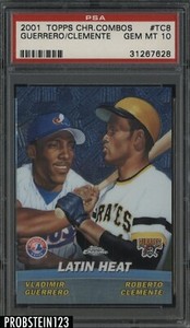 2001 Topps Chrome Combos #TC8 Vladimir Guerrero Roberto Clemente HOF PSA 10