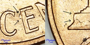 1960 D Lincoln Memorial Cent - Abnormal Reverse Die Chips - Rare Error Coin- BU - Picture 1 of 6