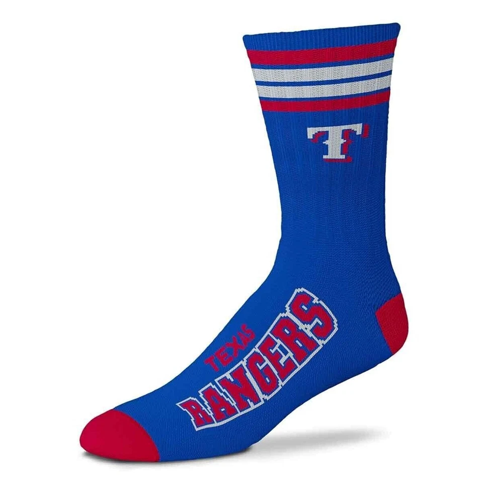 TEXAS RANGERS LOGO ADULT LARGE CREW SOCKS AUTHENTIC MLB BASEBALL TEAM NEW - Image 1 of 1