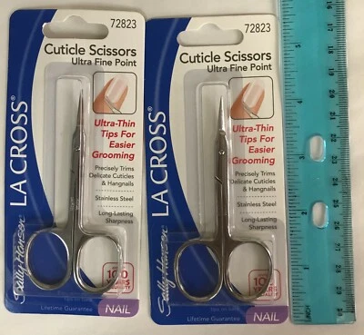 2 TIJERAS CUTÍCULA CURVAS LACROSS SALLY HANSEN PUNTO ULTRA FINO 72823. 4 pulgadas Foto 1 de 3