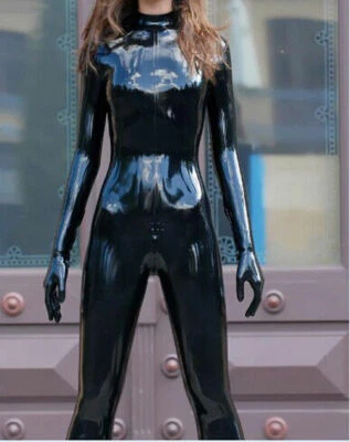 Handmade Cosplay Latex Rubber Uniform Bodysuit Black Tights Catsuit With Gloves - Bild 1 von 4