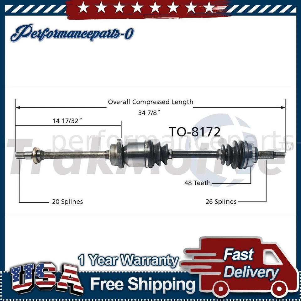 Eje trasero derecho TrakMotive CV para Toyota MR2 Spyder 2003 2004 2005 1 pieza Foto 1 de 1