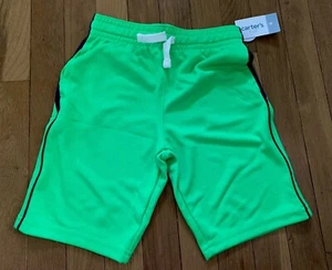 NEW Boys Size 6 Carters Mesh Athletic Basketball Active Shorts Neon Green Navy - Picture 1 of 4
