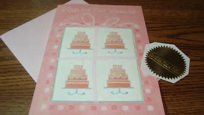 WEDDING Greeting Card " A GIFT " + 1954 UK British Lucky WEDDING SIXPENCE