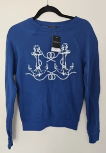 Topshop Size 6 Blue Anchor Nautical Sweatshirt Jumper NEW BNWT - Picture 1 of 12