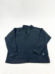 Eddie Bauer Sweater Mens XL Black Quilted Classic Long Sleeve 1/4 Snap Pullover - Picture 1 of 10