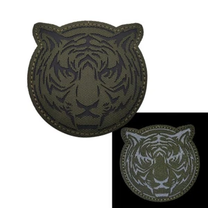 Tiger Head Logo IR Reflective Hook Loop Patch Forest Badge  - Picture 1 of 4
