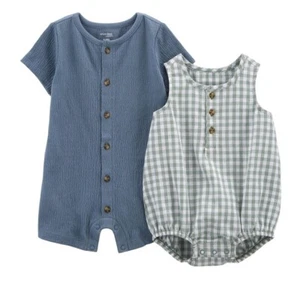 Simple Joys by Carter's Baby Boys Button Rompers, Pack Of 2 18M - Picture 1 of 7