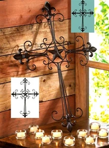 Southwestern Cowboy ** 24,5" CRUZ DE PARED ESTRELLA SOLITARIA **Acentos de flor de lis** Nuevo en caja - Imagen 1 de 12