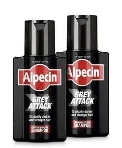 2 x Alpecin Grey Attack Caffeine & Colour Shampoo Gradually Darker Hair 2x 200ml - Picture 1 of 4