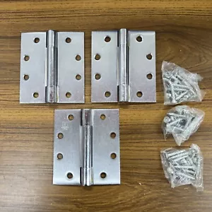 Satin Chrome Hager 001340 4.5”x4” US26D Made USA Hinges Set Of 3 - Picture 1 of 3