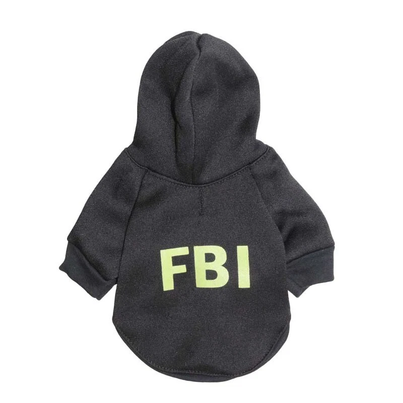 Perro Negro FBI Cachorro Ropa Camiseta Abrigo Chaleco Top Cálido Sombrero Disfraces Calentador Regalo Foto 1 de 4