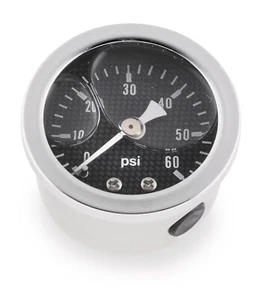 Marshall Carbon Fiber 0-60 1.5" Liquid Filled Oil Pressure Gauge Harley 88030  - Picture 1 of 5