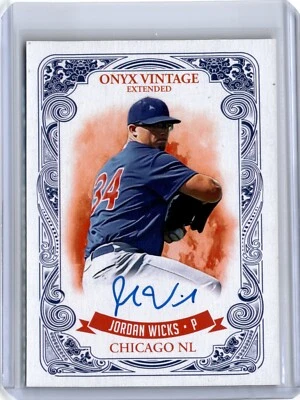 2021 Onyx Vintage Extended Blue Ink Jordan Wicks Auto (B33) A28 Cubs - Image 1 of 2