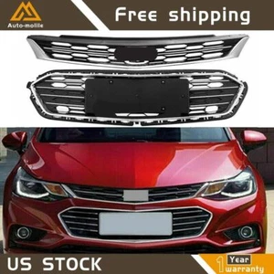 Front Upper Lower Grille Grill For Chevrolet Cruze 2016-2018 Chrome Trim Strip - Foto 1 di 4