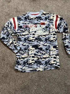 JNCO Vintage Y2K Blue Camo Long Sleeve Shirt Youth XL | Streetwear Skate Graphic - Picture 1 of 5