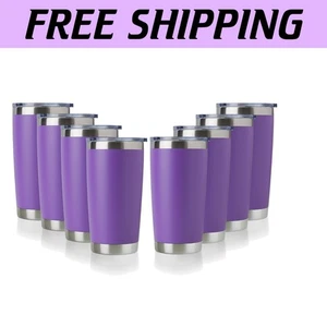 Stainless Steel 20oz Travel Mug Set, Powder Coated in Elegant Purple, Reusable - Picture 1 of 9