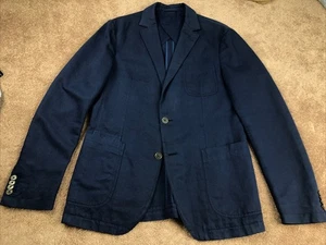 Z Zegna Cotton/Linen Blue Twill Sport Coat Size 38R - Picture 1 of 9