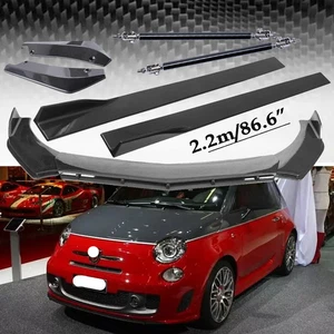 For Fiat Abarth 595 500 Carbon Fiber Front Bumper Lip+Splitters Side+Skirt Strut - Picture 1 of 16