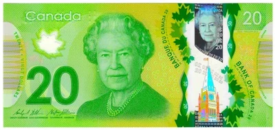 UNCIRCULATED $20 BANK OF CANADA BRAND NEW POLYMER BILL 2013 CONSECUTIVE NOTES - Image 1 of 2