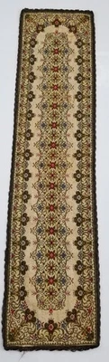Vintage French Handwoven Floral With Lace Trim table Runner 135x33cm - Image 1 of 4