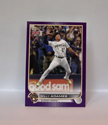 2022 Topps UK Edition #38 Willy Adames Purple #/50 Brewers - Image 1 of 2