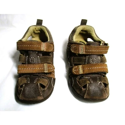 Stride Rite Boy's Sandals Brown Premium Leather Sensory Foam Footbed Size 6 - Image 1 of 4