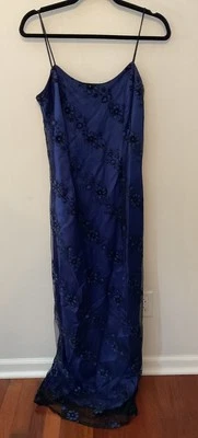 Morgan and Co 90s Vintage Dress Goth Mesh Floral Overlay Whimsigoth Size 11/12 - Image 1 of 4