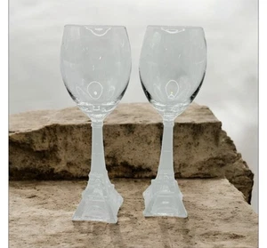 Set Of 4 Crystal wine glasses with Eiffel Tower stems - Picture 1 of 6