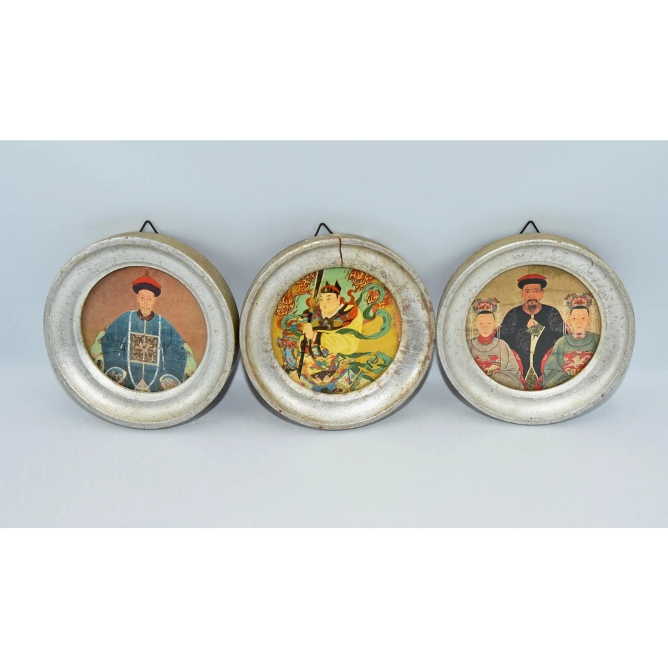 Marcos de pared plateados antiguos italianos florentinos chinos decoración miniatura 4,5" Foto 1 de 4