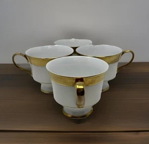 Sango China 3755 Georgetown Set Of 4 Gold Rim Footed Cups Only No Saucers - Picture 1 of 12