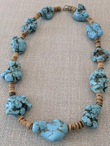Collana turchese Howlite & Heishi chiusura a levetta 925 23" - Foto 1 di 8