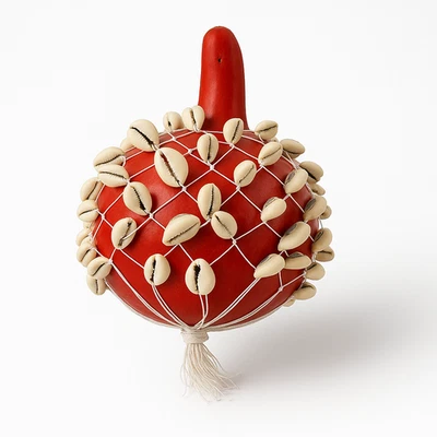 Coctelera de calabaza Cowrie Shell, instrumento musical africano, Shekere Foto 1 de 3