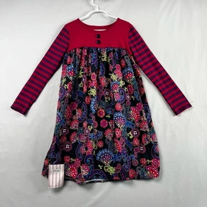 Persnickety Dress Girls 8 Years Multicolor Floral Striped Long Sleeve Button - Picture 1 of 11