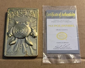 1999 POKEMON - 23 KARAT GOLD PLATED - POLYWHIRL WITH CERTIFICATE - LIGHT TARNISH - Picture 1 of 4